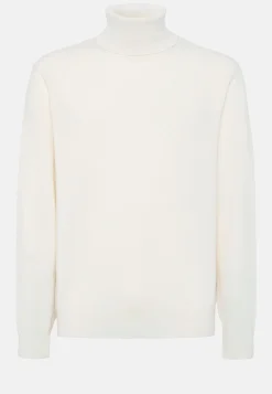 Pull Col Roulé Blanc En Cachemire