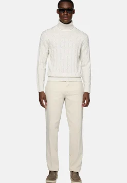 Pull Col Roulé Blanc En Laine Mérinos