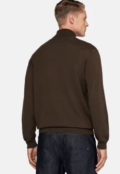 Pull Col Roulé Marron En Laine Mérinos