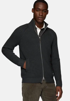Pull Full Zip Anthracite En Laine Mérinos