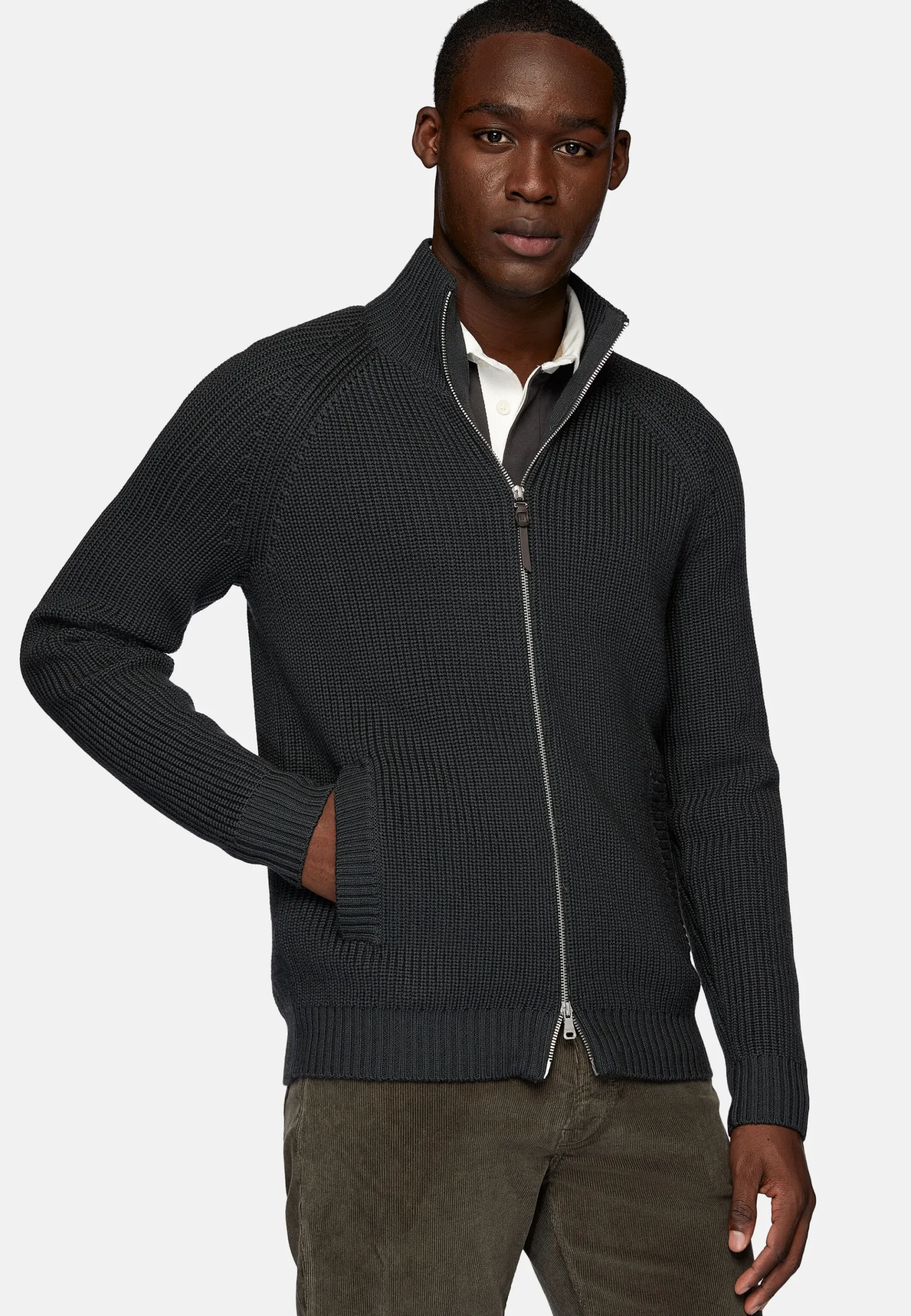 Pull Full Zip Anthracite En Laine Mérinos