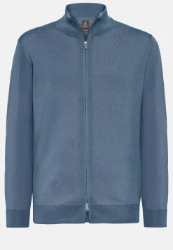 Pull Full Zip Indigo En Laine Mérinos
