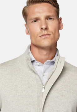 Pull Full Zip Sable En Laine Cachemire