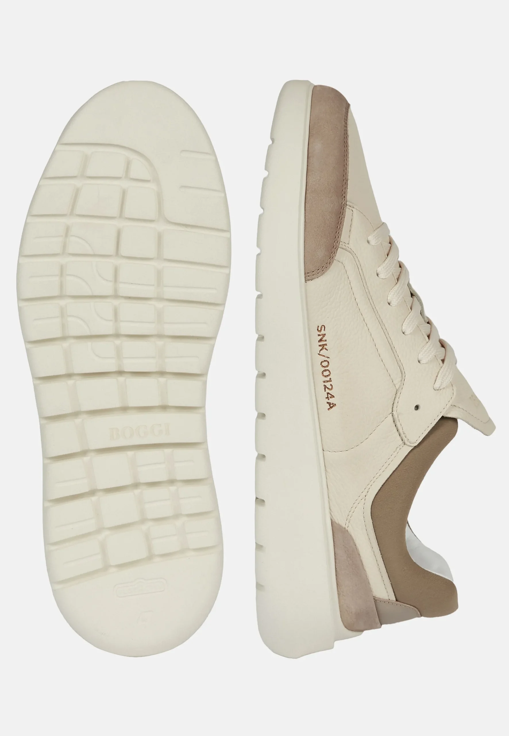 Sneakers Couleur Sable En Cuir Foulonné