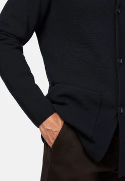Surchemise Maille Bleu Marine En Laine Mérinos