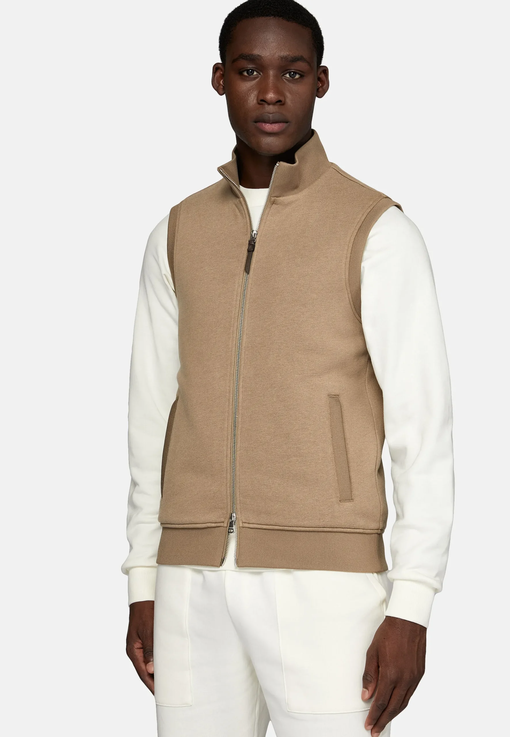 Sweat-shirt Rembourré Sans Manches En Coton Tencel