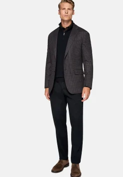 Veste B Jersey Marron Et Bleu En Laine