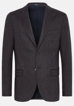 Veste B Jersey Marron Et Bleu En Laine