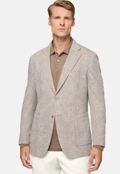 Veste Beige Prince-De-Galles En Mélange Coton Laine