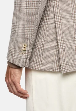 Veste Beige Prince-De-Galles En Mélange Coton Laine