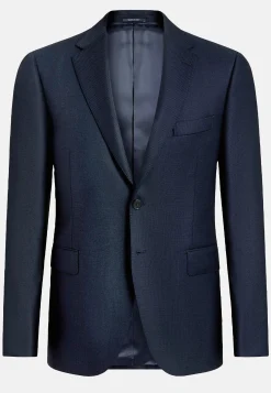 Veste Bleue Œil-de-perdrix En Laine Super 110