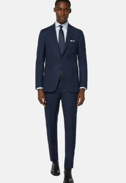 Veste Bleue Œil-de-perdrix En Laine Super 110