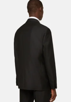 Veste De Smoking Noir En Laine Avec Revers En Pointe