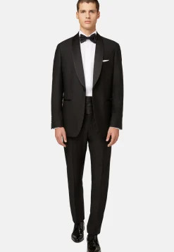 Veste De Smoking Noir En Laine Avec Revers Châle