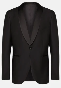 Veste De Smoking Noir En Laine Avec Revers Châle