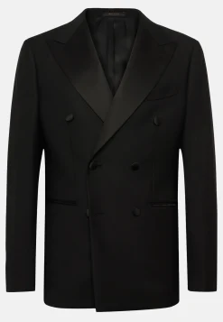 Veste De Smoking Noire En Laine Avec Revers En Pointe