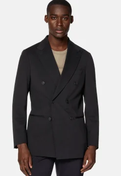 Veste Noire À Double Boutonnage En Nylon Stretch BTech