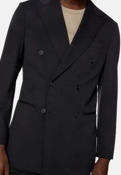 Veste Noire À Double Boutonnage En Nylon Stretch BTech