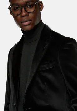 Veste Noire En Velours De Coton