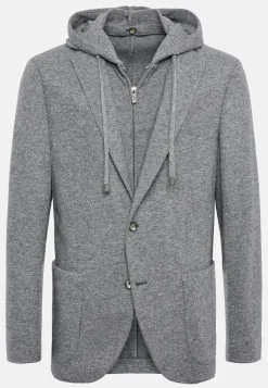 Veste Sweat-Shirt Madison Grise En Laine Cachemire